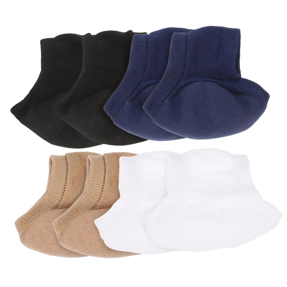 LIFKOME 4pairs Men Heel Pads Toeless Socks Plantar Fasciitis Gel Socks Moisturizing Foot Care