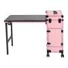 28inch Rolling Manicure Table Portable Nail Desk Mobile Nail Station Foldable Nail Desk with 3 Drawers, Detachable LED Mirror Cosmetic Trolley Organizer for Workstation Mobile, Nail Tech - Pink view 3