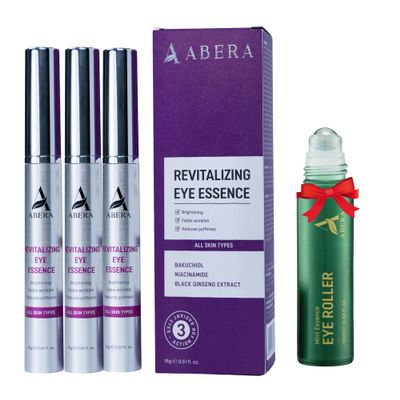 Abera Eye Revitalizing Essence, Anti-Aging Treatment with Bakuchiol and Black Ginseng, Dark Circles and Fine Lines  0.51 fl oz, 3 box + gift