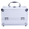 BLZIYUFZK Silver Aluminum Alloy Handheld Cosmetic Case with Mirror and Jewelry Organizer 9"x6"x6" Silver view 1