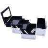 BLZIYUFZK Silver Aluminum Alloy Handheld Cosmetic Case with Mirror and Jewelry Organizer 9"x6"x6" Silver view 2
