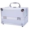 BLZIYUFZK Silver Aluminum Alloy Handheld Cosmetic Case with Mirror and Jewelry Organizer 9"x6"x6" Silver view 4