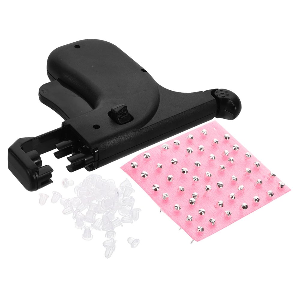 Healeved 1set Ear Piercing Kit Stainless Steel Self-piercing Tool Ear Studs Quick and Safe for Personal Use and Salons