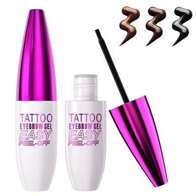 3Pcs Easy Peel Off Eyebrow Gel, Tattoo Brow Tint, Long-lasting, Waterproof, Transfer-proof Eyebrow Tinting Kit for Fuller & Defined Looking Brows