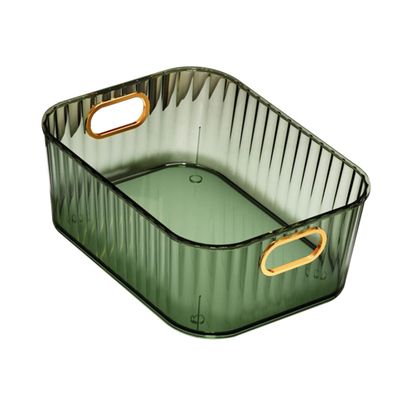 Healeved Makeup Storage Box Organizer for Desktop Open Design Sundries Storage Basket Easy Access Makeup and Cosmetic Display Case Space-saving Beauty Organizer Dark Green