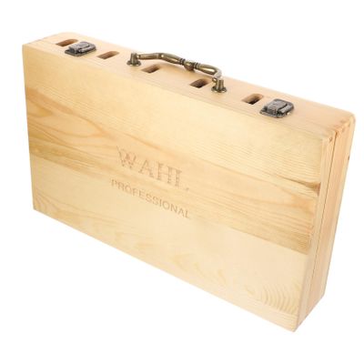 Happyyami Barber Tool Carrying Box for Hair Scissors and Clippers Durable Storage Case with Fixing Band Design for Stylist Organization Portable Wooden Case for Hairdressing Supplies