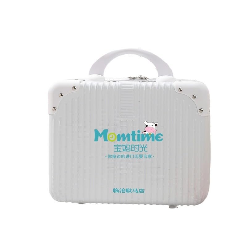 Mini Cosmetic Travel Case, Hard Shell Suitcase with Handle, White