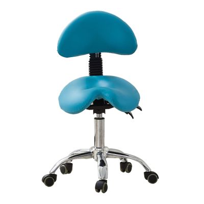 ZFUCMAYL Saddle Chair,Saddle Stool with Pedal,Ergonomic Chair with Back Support,Swivel Salon Cutting Stool for Office Salon Shop,Adjustable Height(Blue)