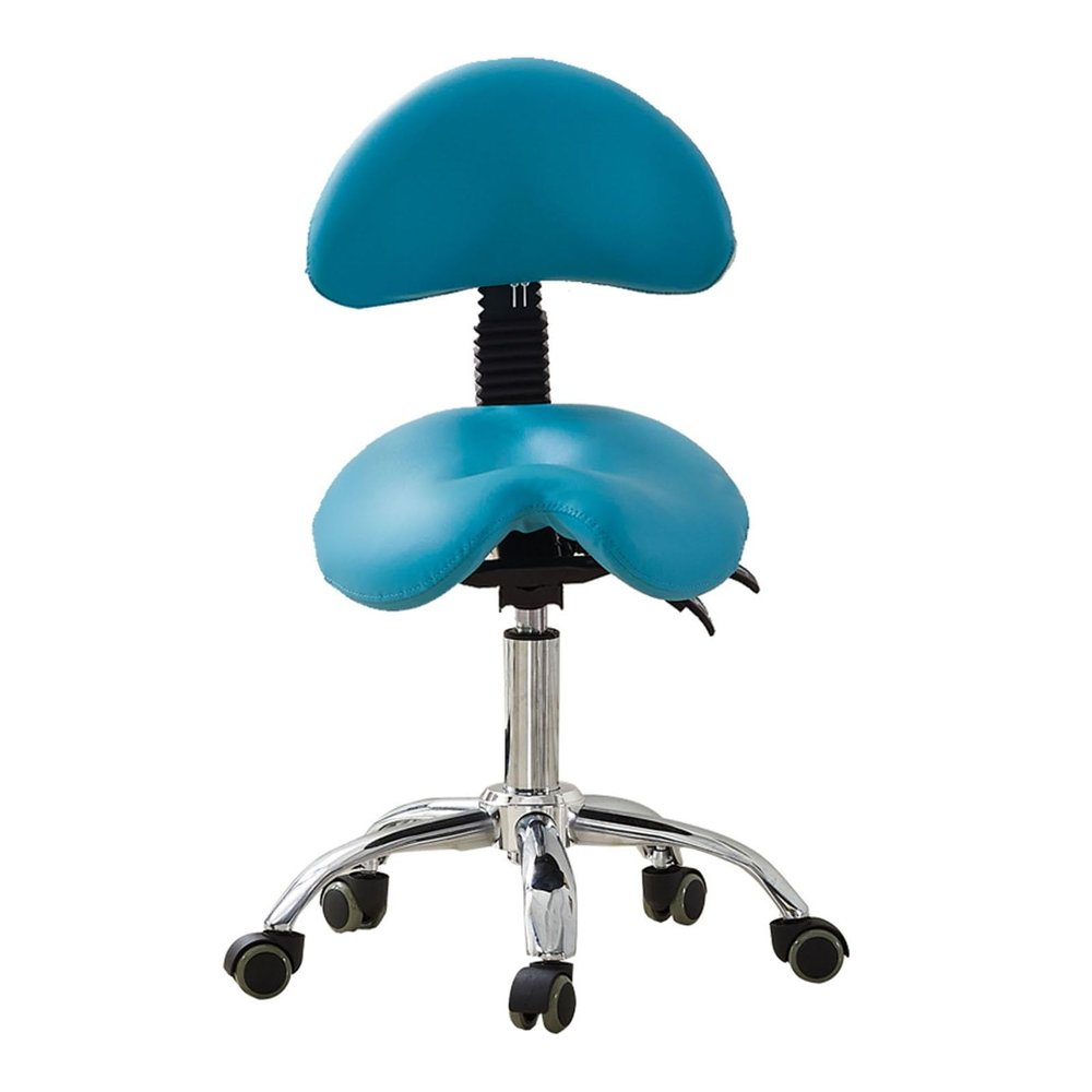 ZFUCMAYL Saddle Chair,Saddle Stool with Pedal,Ergonomic Chair with Back Support,Swivel Salon Cutting Stool for Office Salon Shop,Adjustable Height(Blue)