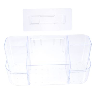 PartyKindom 1set Wall-mounted Toiletry Organizer for Bathroom Multi-grid Makeup Case Cosmetic Storage for Spaces Easy Installation for Vanity and Shower Essentials