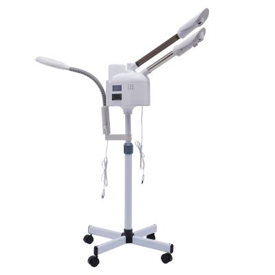 750W White Facial Steamer, Beauty Salon Spa Skin Care Instrument Ozone Facial Steamer Sprayer, Face Humidifier, for Home, Beauty Salons and Spas, Adjustable Height Angle, with Universal Wheels