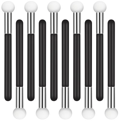 10Pcs Mushroom Makeup Puff Sponge Brush with Handle Foundation Sponge Powder Brush Concealer Sponge Eye Makeup Applicator for Women Girls (Black)