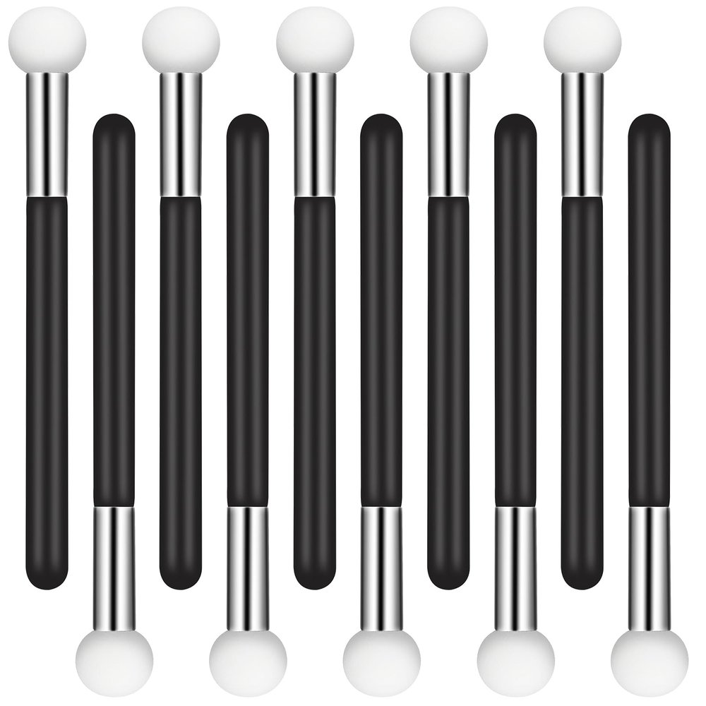 10Pcs Mushroom Makeup Puff Sponge Brush with Handle Foundation Sponge Powder Brush Concealer Sponge Eye Makeup Applicator for Women Girls (Black)