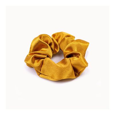 14 Pcs Solid Color Satin Scrunchie, 4.3 - Inch Bulk Elastic Hair Accessories, Polyester Hair Tie for All Hair Types and Textures, Holiday Accessories, Party Decoration(Yellow)