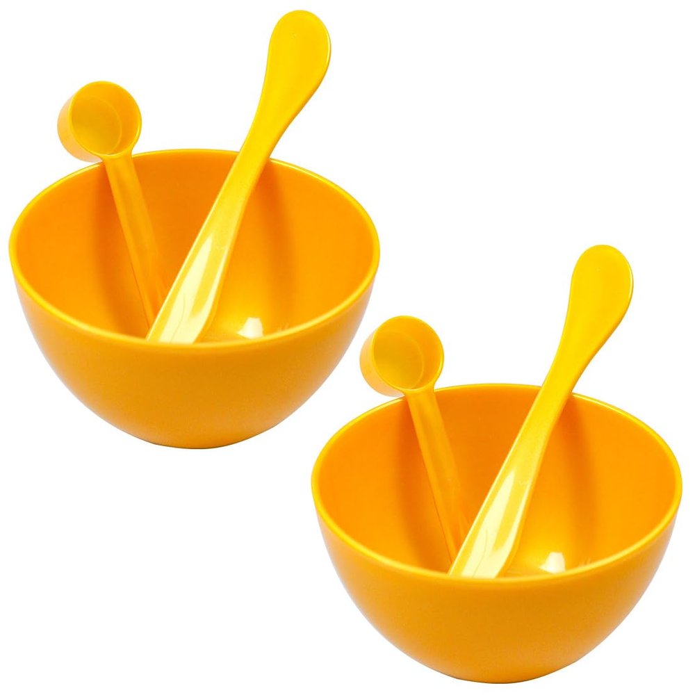 2 Sets Facial Mask Mixing Bowl with Spatula & Measuring Spoon Facemask Bowl Mud Mask Mixing Bowl Diy Skin Care Mixing Tool Kit for Lady Women Home Beauty Salon Use, Clear Bag Packaging, Gold