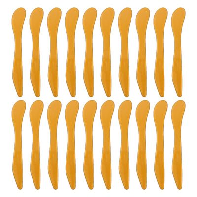 20 Pieces Plastic Cosmetic Spatulas Mask Mixing Spatula Facemask Stirrer Mixing Spatulas Makeup Applicator Spatula Facial Cream Scoop for Lady Women Home Beauty Salon Use, 6.3 Inches, Gold