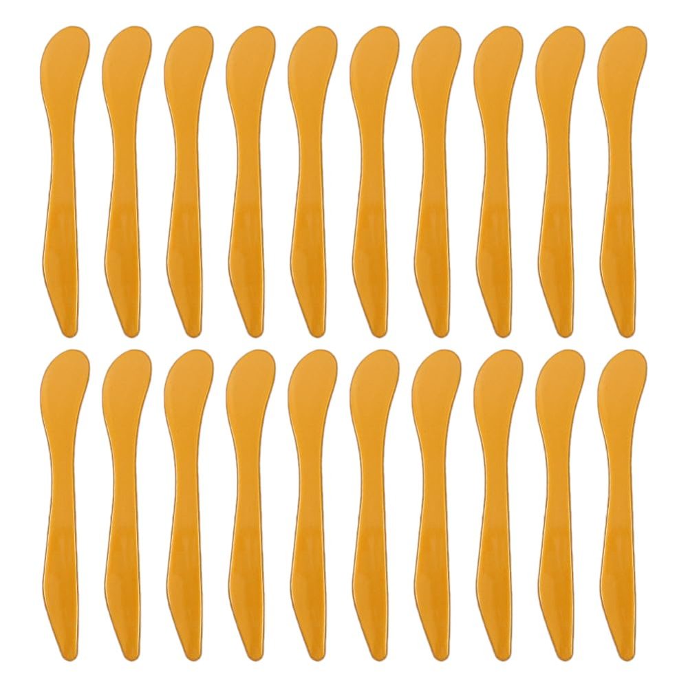 20 Pieces Plastic Cosmetic Spatulas Mask Mixing Spatula Facemask Stirrer Mixing Spatulas Makeup Applicator Spatula Facial Cream Scoop for Lady Women Home Beauty Salon Use, 6.3 Inches, Gold