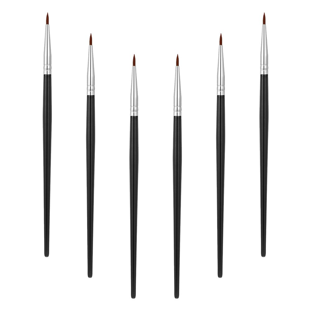 6 Pack Eye Liner Brushes Fine Point Eyeliner Brushes Portable Eye Gel Foundation Brush Water Activated Graphic Cosmetic Liner Wands to Accurately Apply Gel and Wet Powder for Women
