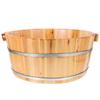 DEARMAMY Wooden Foot Bath Basin - Thickened Spa Pedicure Soaking Bucket for Feet Washing, Home Use, Herbal Soaks (Light Brown, 13.76x11.79x6.29 inches) - Portable Foot Wash Bucket view 1
