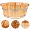 DEARMAMY Wooden Foot Bath Basin - Thickened Spa Pedicure Soaking Bucket for Feet Washing, Home Use, Herbal Soaks (Light Brown, 13.76x11.79x6.29 inches) - Portable Foot Wash Bucket view 3