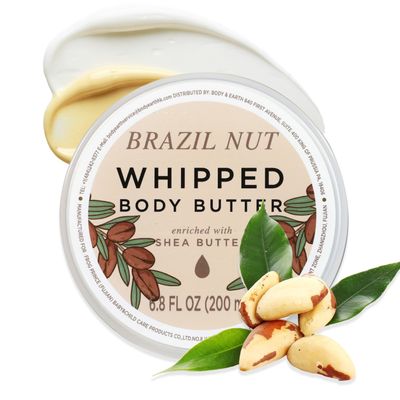 Brazil Nut Whipped Body Butter, Brazilian Body Butter Cream, Body Moisturizer for Women and Men Dry Skin with Natural Shea Butter, Leaves Skin Feeling Moisturized and Soft-200ml(6.8 floz)