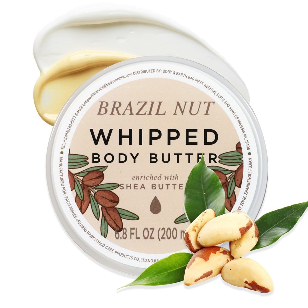 Brazil Nut Whipped Body Butter, Brazilian Body Butter Cream, Body Moisturizer for Women and Men Dry Skin with Natural Shea Butter, Leaves Skin Feeling Moisturized and Soft-200ml(6.8 floz)