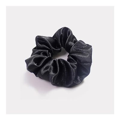 30 Pcs Solid Color Satin Scrunchie, 4.3 - Inch Bulk Elastic Hair Accessories, Polyester Hair Tie for All Hair Types and Textures, Holiday Accessories, Party Decoration(Black)