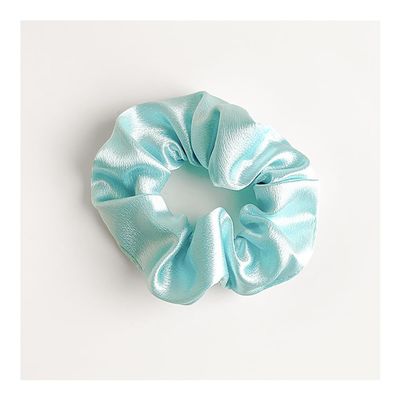 30 Pcs Solid Color Satin Scrunchie, 4.3 - Inch Bulk Elastic Hair Accessories, Polyester Hair Tie for All Hair Types and Textures, Holiday Accessories, Party Decoration(Lake Blue)