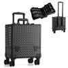 Leeora&Leekoo High-Capacity Multilayer Portable Nail Case for Nail Tech Organizer with Wheels - Lockable Makeup Case Organizer, Cosmetic Case, Makeup Train Case (Black-8045) view 1