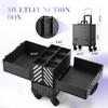 Leeora&Leekoo High-Capacity Multilayer Portable Nail Case for Nail Tech Organizer with Wheels - Lockable Makeup Case Organizer, Cosmetic Case, Makeup Train Case (Black-8045) view 2