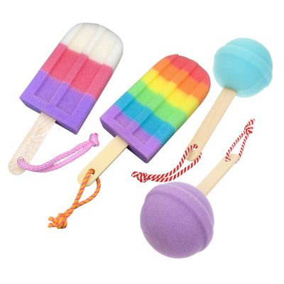 Gogogmee 4pcs Colorful Bath Sponge Unique Shaped Body Scrubber for Bathing Soft and Lightweight Bath Liquid Absorbent for Gentle Cleaning and Relaxation
