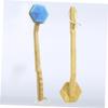 Baluue Multi-Function Bath Brush with Long Handle Portable Back Exfoliating Scrubber for Cleansing and Exfoliation Durable Silicone and Bamboo Design Blue view 3