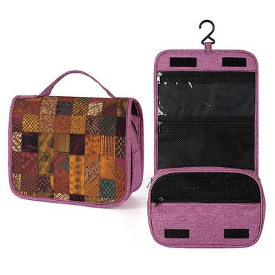 SLKFJEWT African Style Patchwork Travel Toiletry Bag for Women,Hanging Toiletry Organizer with Hook, Makeup Bag Travel Organizer for Shampoo,Toiletriesl