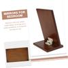 Unomor Indoor Folding Makeup Mirror Wooden Desktop Cosmetic Mirror Smooth Rotation for Daily Use and Giving Stable Design for Confidence and Easy Maintenance view 3