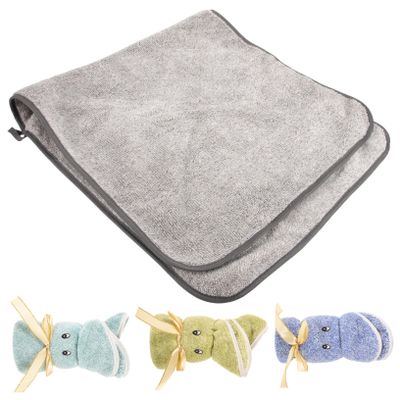 FONDOTIN 4pcs Soft Coral Fleece Face Towels Washable Face Cleaning Cloths Super Absorbent Makeup Removal Towels for Gentle Skin Gray Green Lake Blue