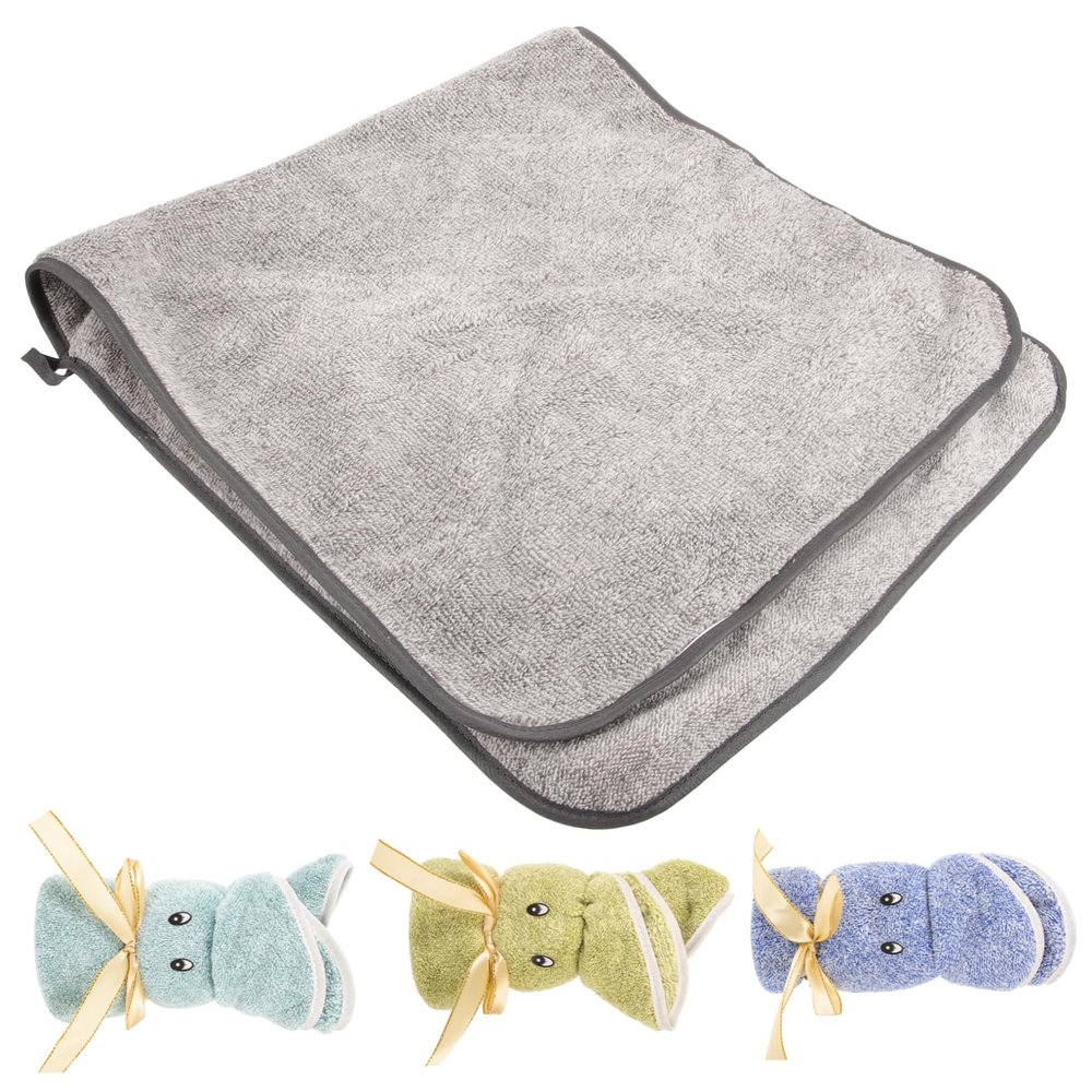 FONDOTIN 4pcs Soft Coral Fleece Face Towels Washable Face Cleaning Cloths Super Absorbent Makeup Removal Towels for Gentle Skin Gray Green Lake Blue