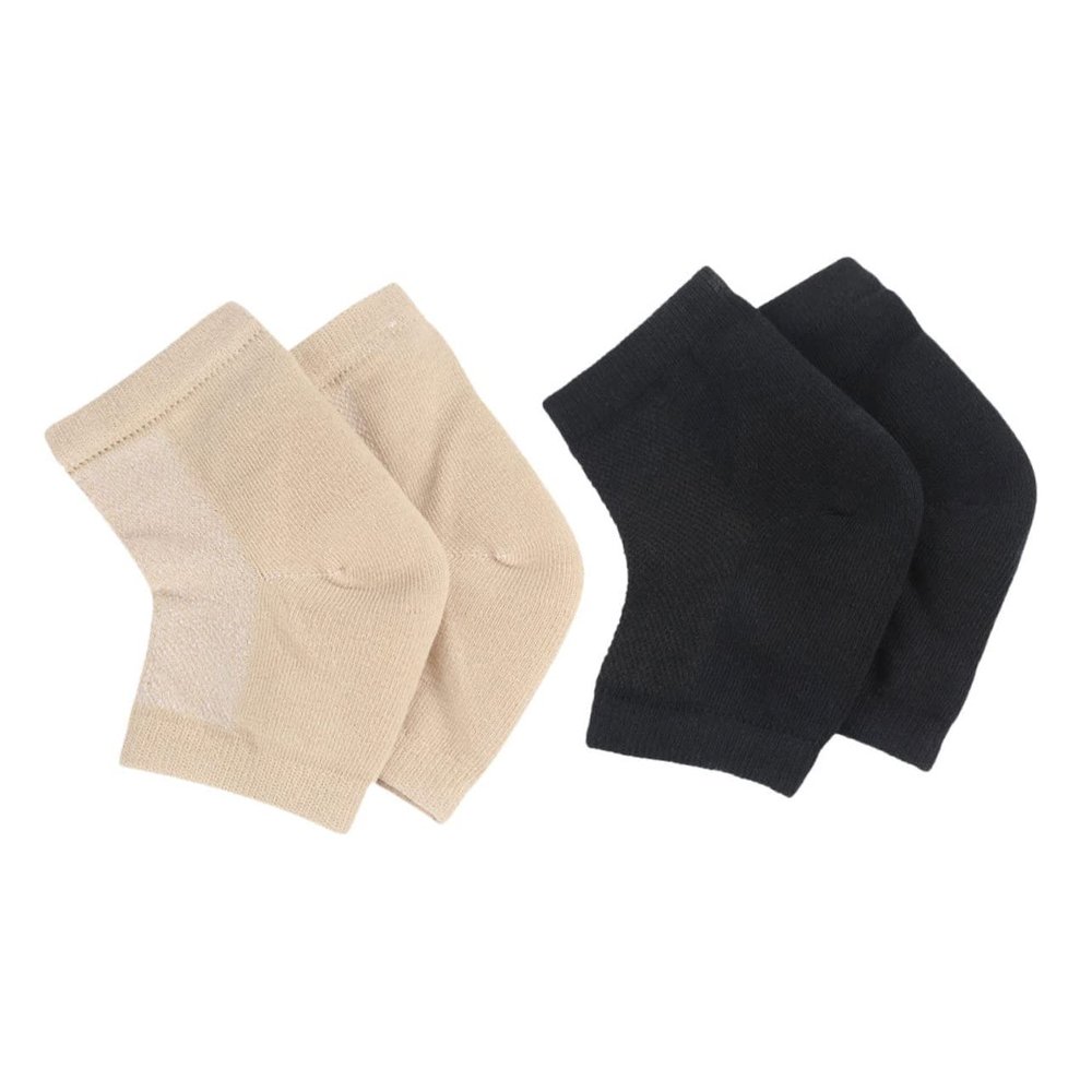 CTIRCHIU 2pairs Moisturizing Toeless Gel Heel Socks Elastic Gel Socks for Cracked Heels Comfort Protection for Black Skin Tone Options