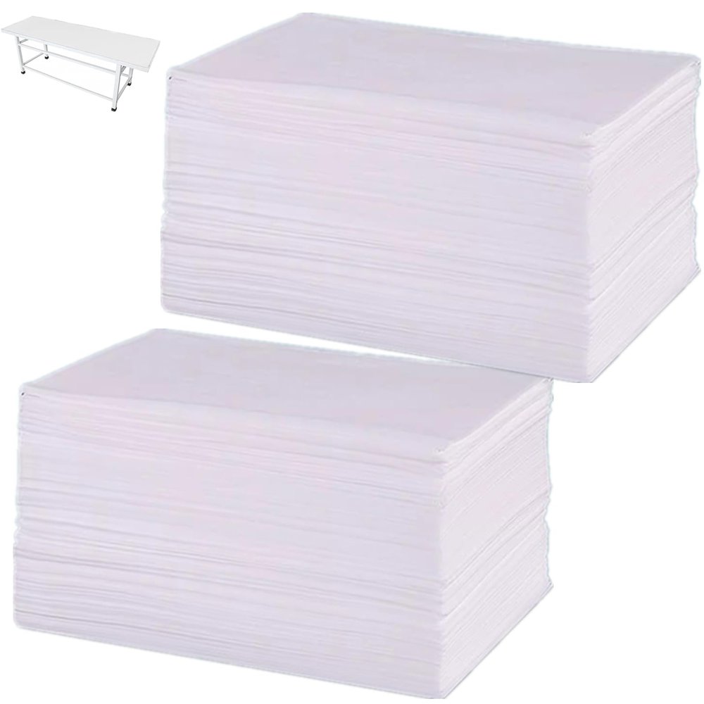 CEZOOWYEX 50 Pack Disposable Bed Sheets, Waterproof Bed Cover, 31 x 67 Inches Massage Table Sheet Non-Woven Fabric for Spa Treatments, Beauty Salon, Tattoo, Hotels (White)