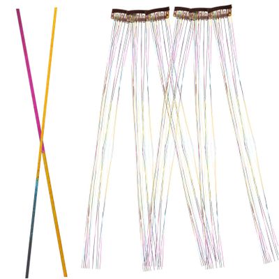 IWOWHERO 6pcs Rainbow Hair Clips Kit Glitter Hair Extensions Gold Tinsel Clip in Tinsel Extensions for Girls