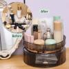 2 Layers Large Capacity Makeup Box Spinning Storage Holder with Small Drawer Makeup Box for Vanity and Dresser view 4