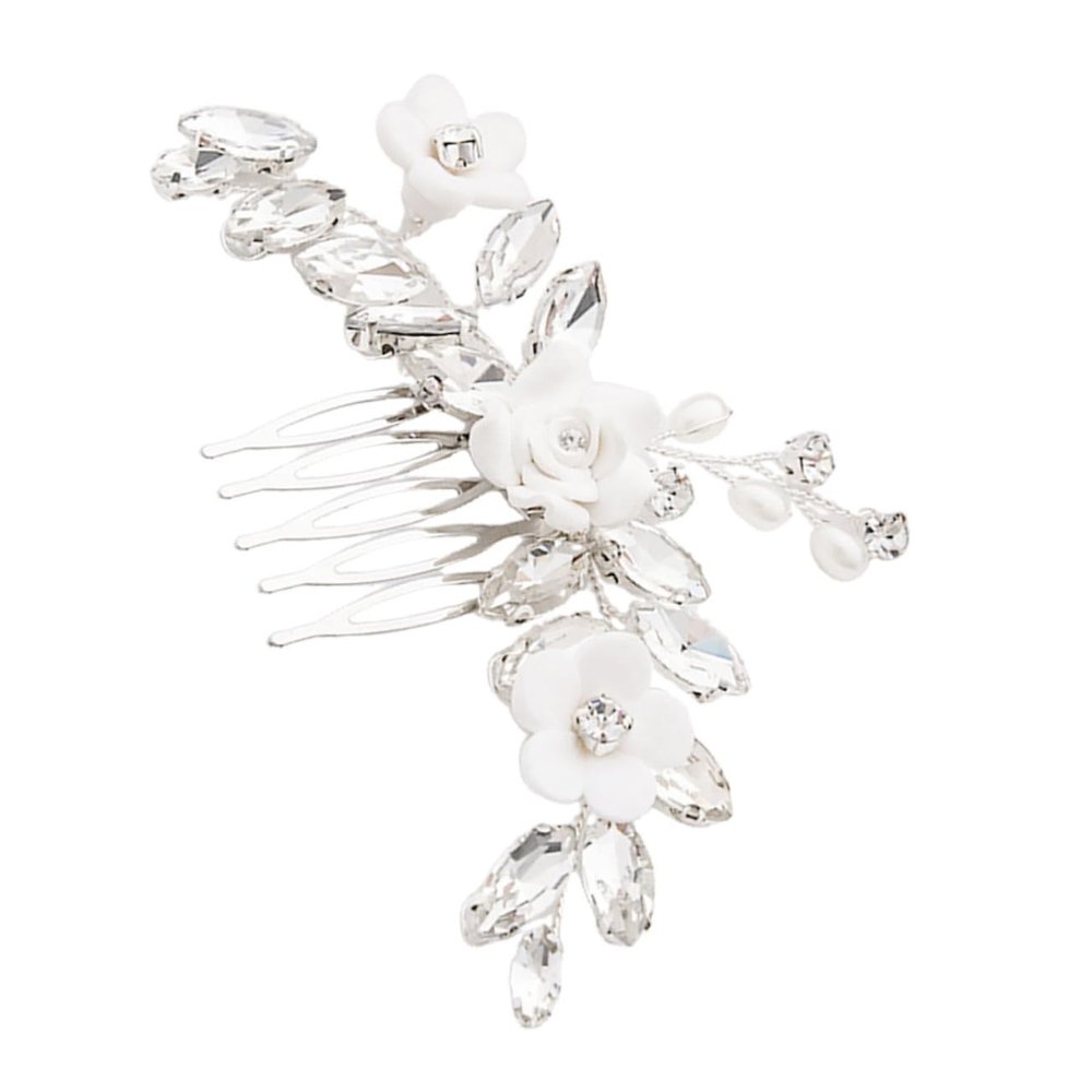 Baluue Flower Hair Comb Rhinestones Elegant Bridal Hair Accessories for Weddings Floral Design Side Comb for Women for Brides and Bridesmaids
