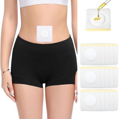 100 pcs Disposable Castor Oil Patches Belly Button(Oil Not Included), Self-Adhesive Castor Oil Pack Wrap Organic Cotton,WHITE 100PCS EFWG