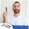 FOYTOKI 3pcs Beard Scissors Set Mustache Trimming Scissors Professional Stainless Steel Shears Storage Bag Eyebrow Razor for Home Barbershop view 4