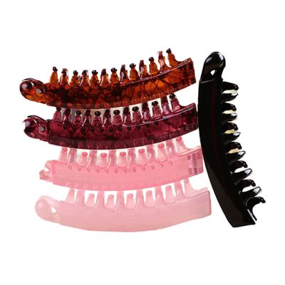 5 Piece Plastic Banana Hair Clips for Women and Girls, Fishtail Style