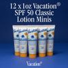 Vacation Mini Classic Lotion SPF 50, Water-Resistant, Mini Sunscreen Bulk Party Favor, Beach Must Haves, Traveling Essentials, Suntan Lotion Travel Size, 1 Fl. Oz. (Value Pack of 12) view 2
