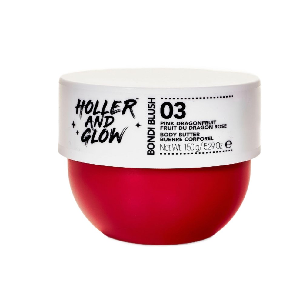 Holler and Glow Bondi Pink Dragonfruit Body Butter For Women, Smells Good, Body Lotion For Extremely Dry Skin, Moisturizing, Nourishing, Shea Butter, Peony, Pink Dragon Scented, 5.29 Oz