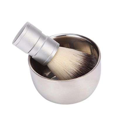 Mikinona Stainless Steel Beard Brush Cleaning Kit 2PCS Men's Facial Cleaning Set Metal Mixing Bowl for Beard Care