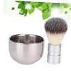 Mikinona Stainless Steel Beard Brush Cleaning Kit 2PCS Men's Facial Cleaning Set Metal Mixing Bowl for Beard Care view 3