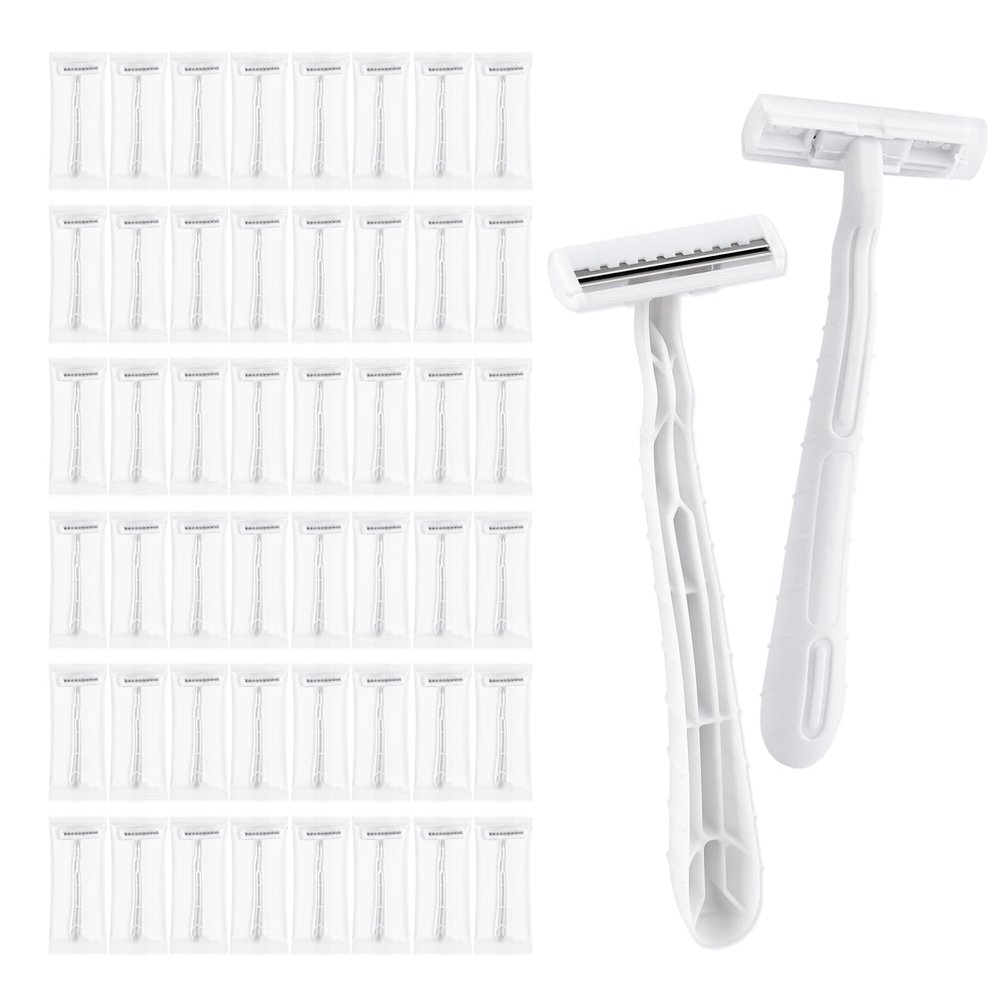 Disposable Razors, White Bulk Razors With Knife Caps, Individually Packaged, Razors In Bulk Suitable For Hotels, Shelters, Homeless People, Nursing Homes, Charities, Churches (100-PACK)