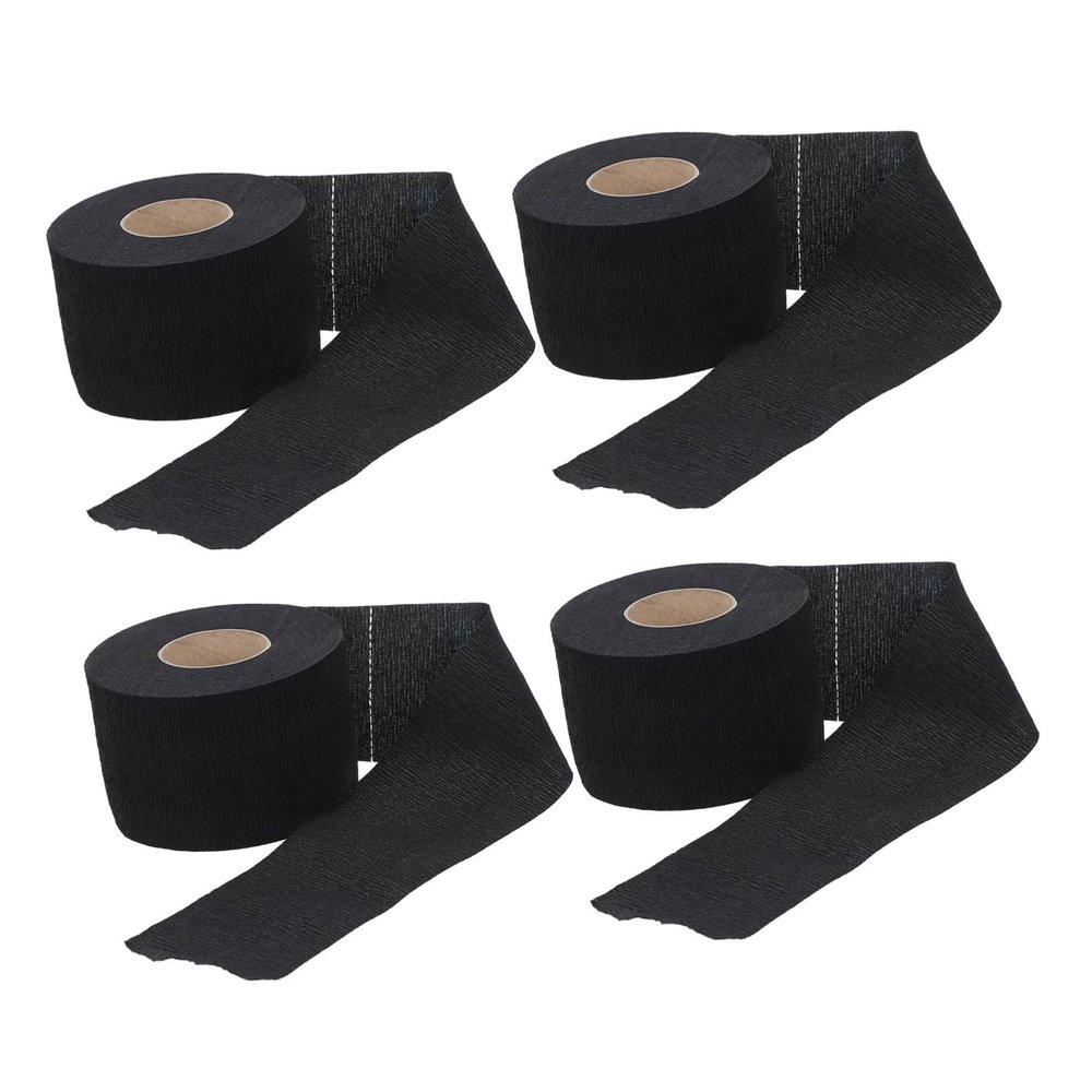 FOYTOKI 4rolls Barber Neck Strip Black Self-Adhesive Hair Wrap Paper Strips for Hair Cutting Dyeing